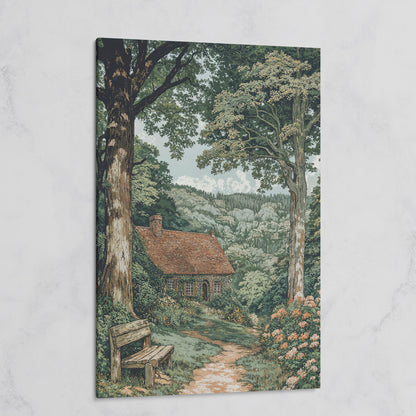 Tranquil Cottage in Countryside Canvas Print on gallery wrap