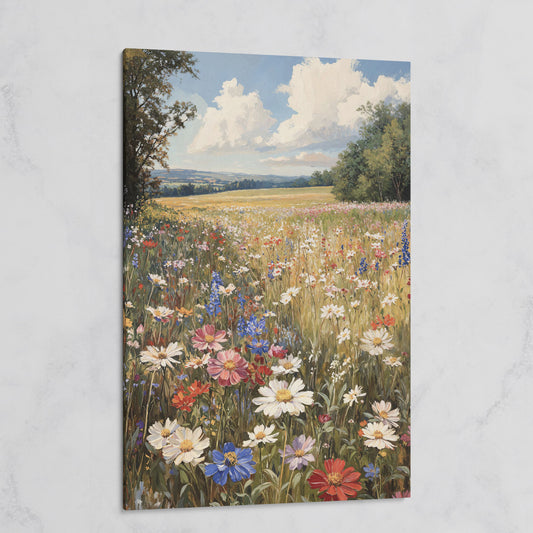 Wildflower Meadow with Rolling Hills Canvas Print on gallery wrap