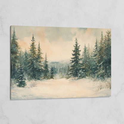 Winter Forest Path Canvas on gallery wrap