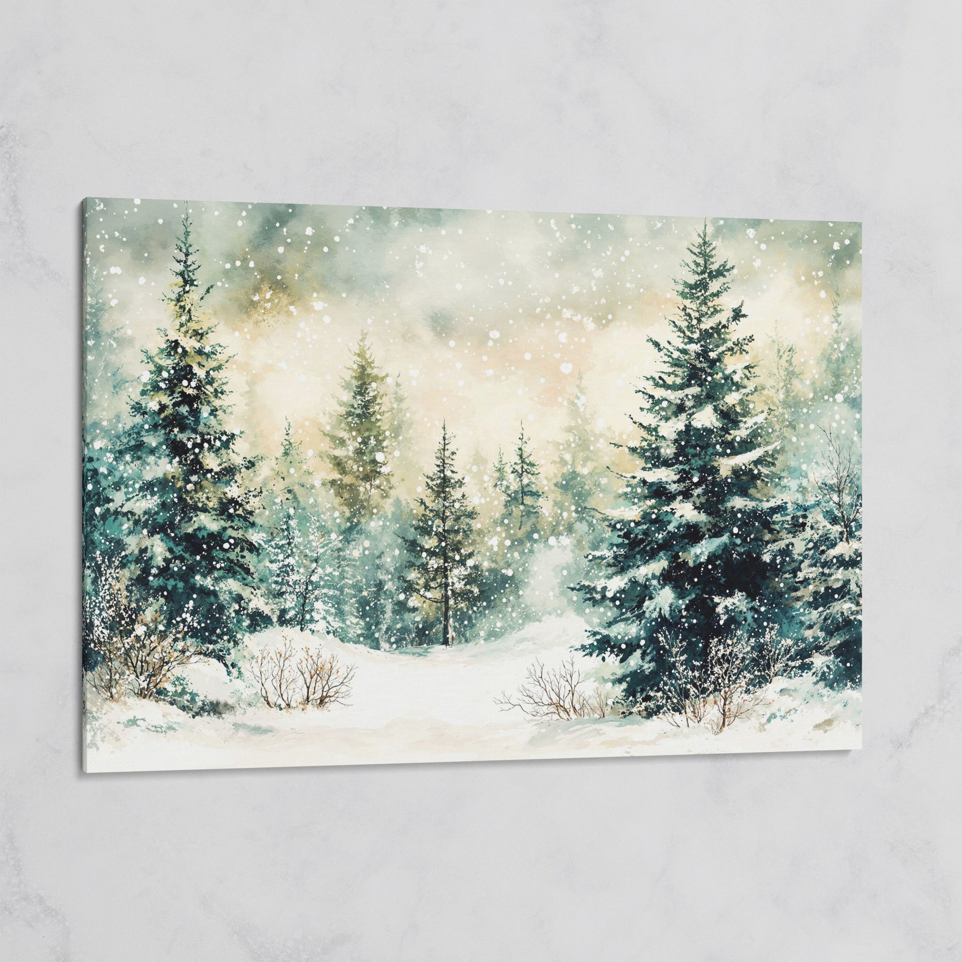 Snowy Forest Landscape Canvas on gallery wrap