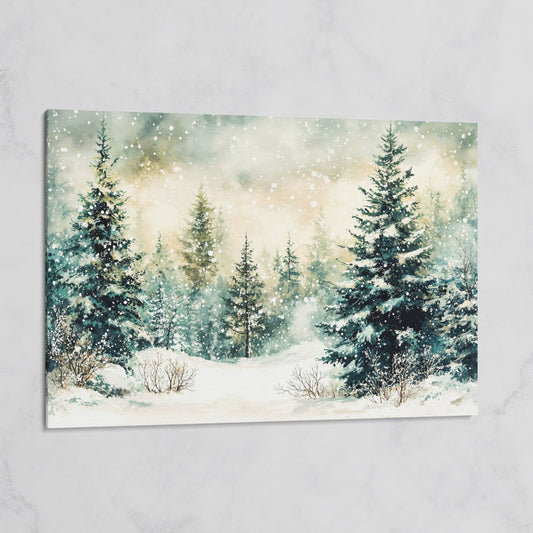 Snowy Forest Landscape Canvas on gallery wrap