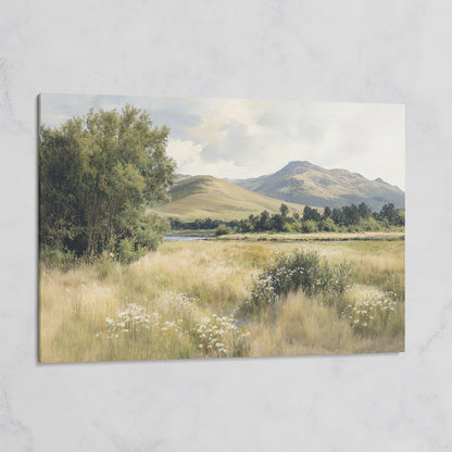 Rolling Hills and Wildflowers Canvas Wall Art, Countryside Landscape on gallery wrap