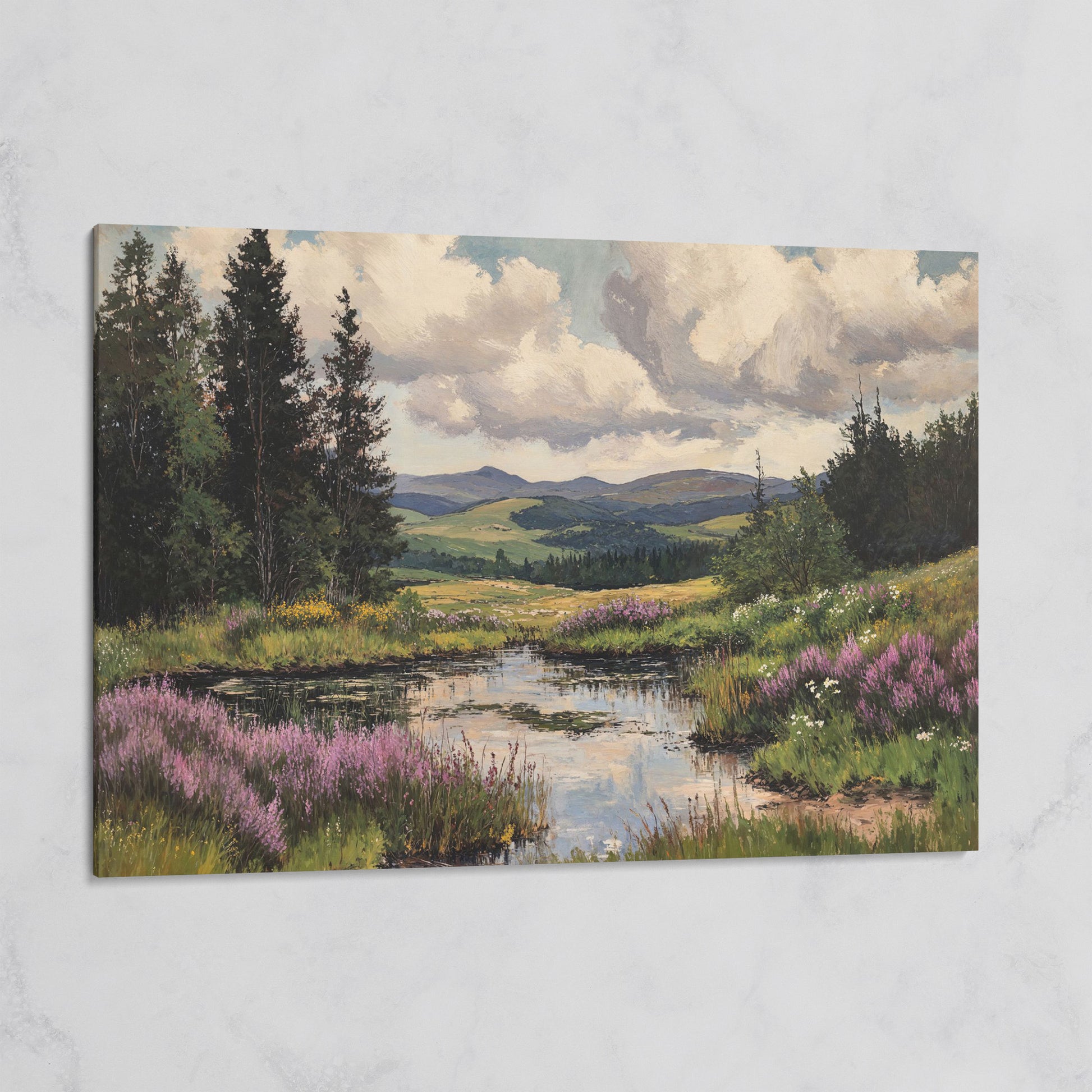 Rustic Mountain Landscape Canvas Print for Family Room on gallery wrap