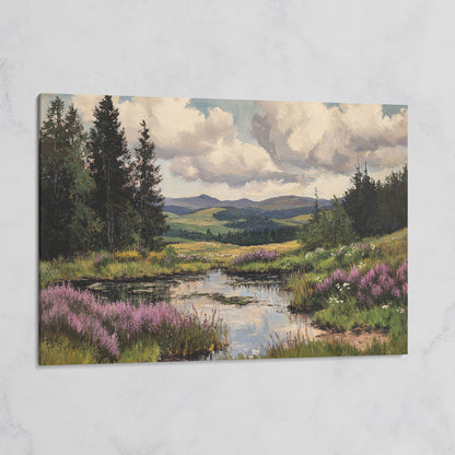 Rustic Mountain Landscape Canvas Print for Family Room on gallery wrap
