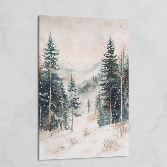 Winter Forest in Snow | Woodland Landscape Canvas on gallery wrap