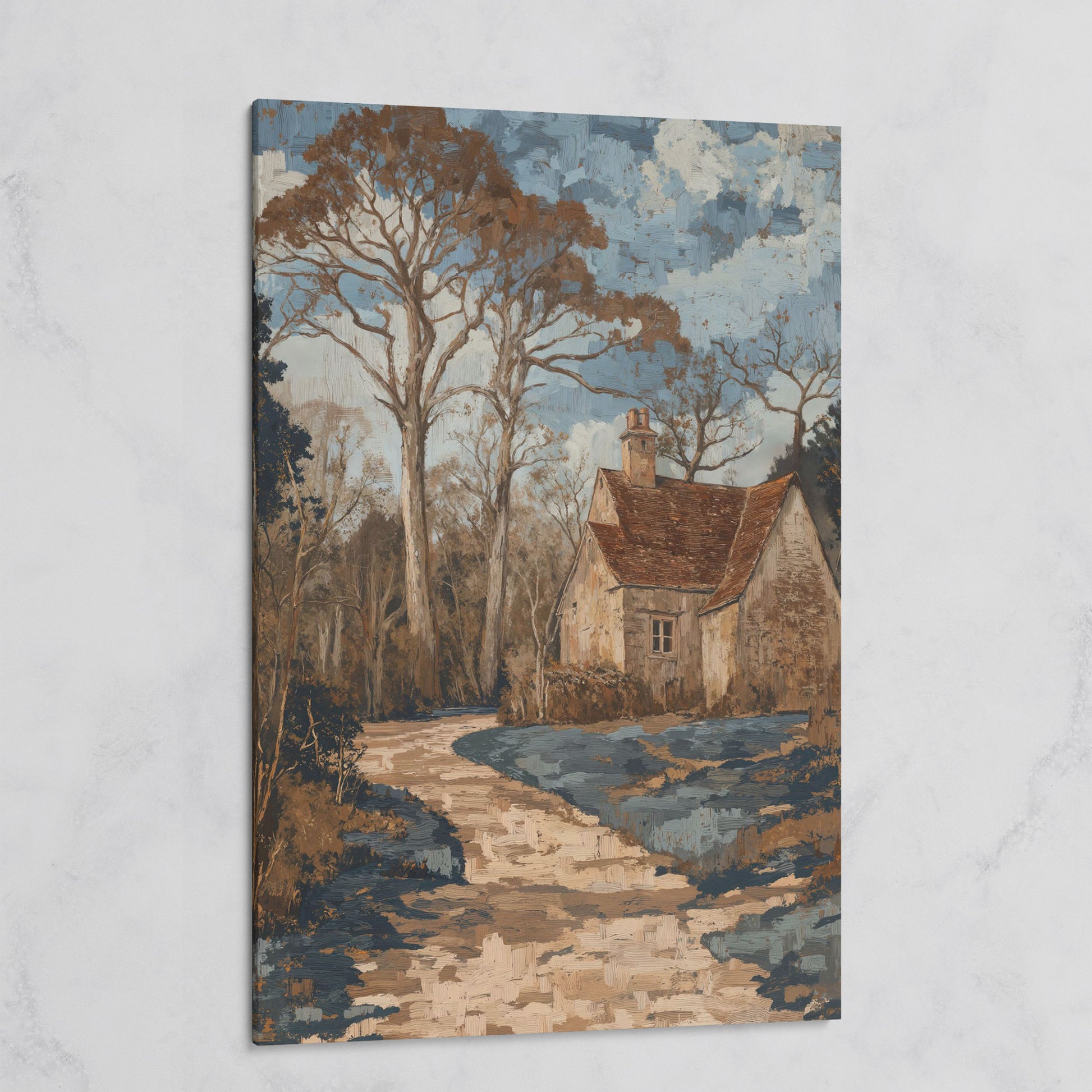 Country Cottage Woodland Path Canvas on gallery wrap