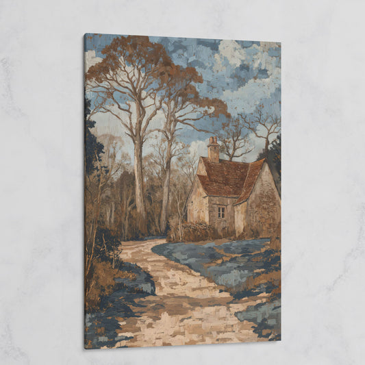 Country Cottage Woodland Path Canvas on gallery wrap