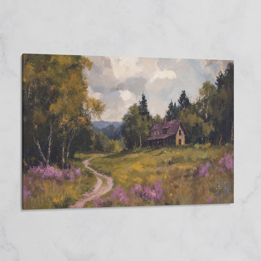 Idyllic Countryside Canvas Print with Vintage Rustic Style on gallery wrap