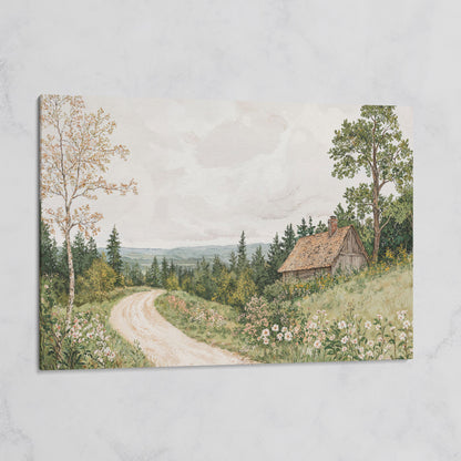 Sage Cottage with Wildflowers Canvas Print on gallery wrap