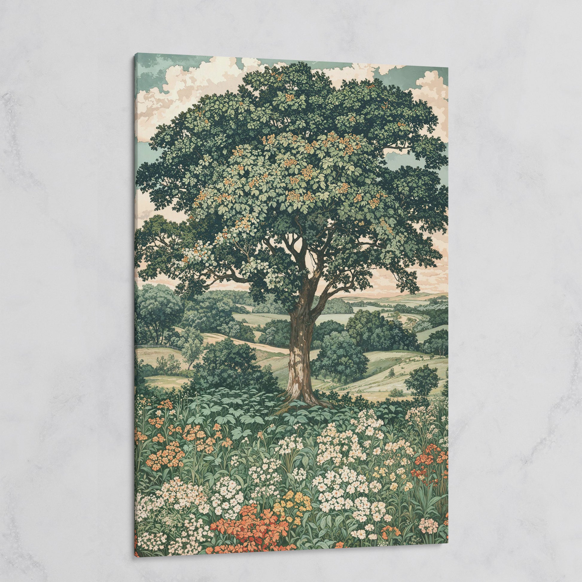Wildflower Meadow and Rolling Hills Canvas Wall Art on gallery wrap