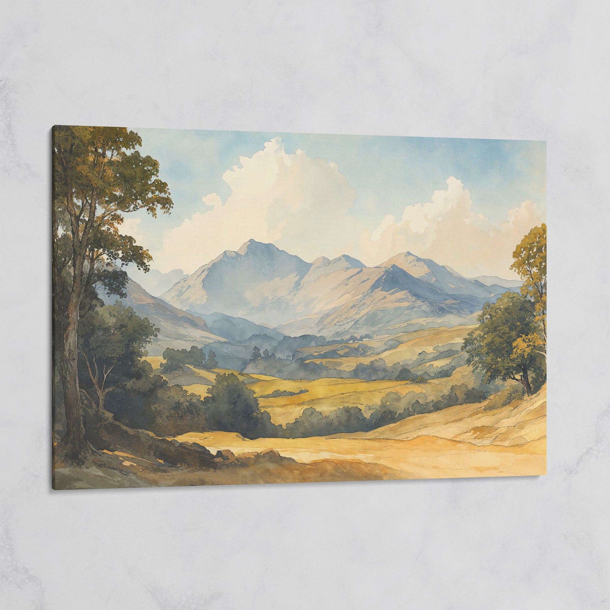 Rolling Hills and Mountain Horizon Canvas Wall Art on gallery wrap