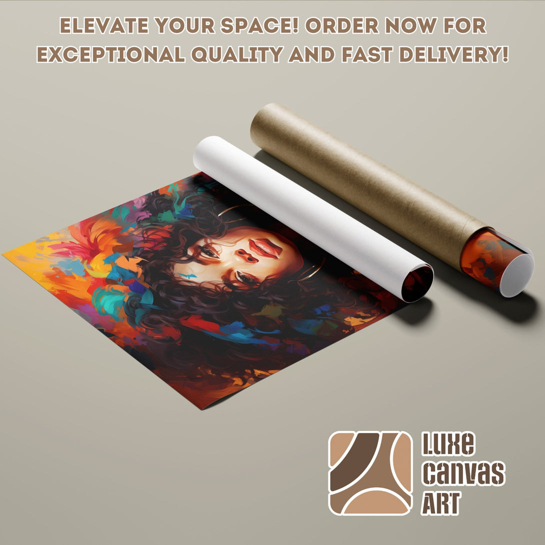 Abstract portrait Poster Roll in vibrant colors. Elevate your space with our art! Order now for fast delivery.