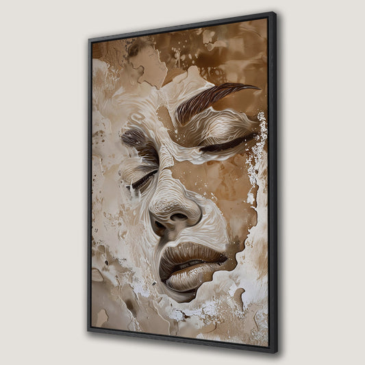 Abstract Beige Fashion Face Canvas Print for Wall Art
