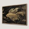 Abstract Black Gold Waves Goldfish Canvas Print Art