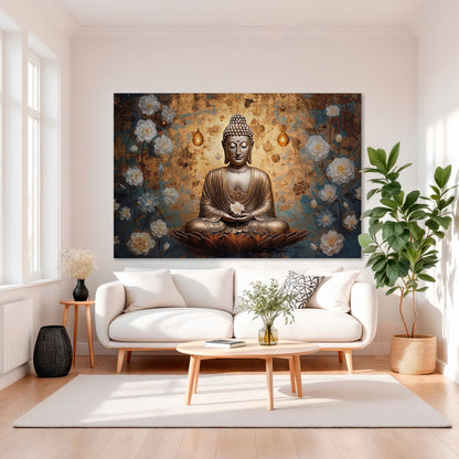 Abstract Buddha Canvas Print for Yoga Studio Decor