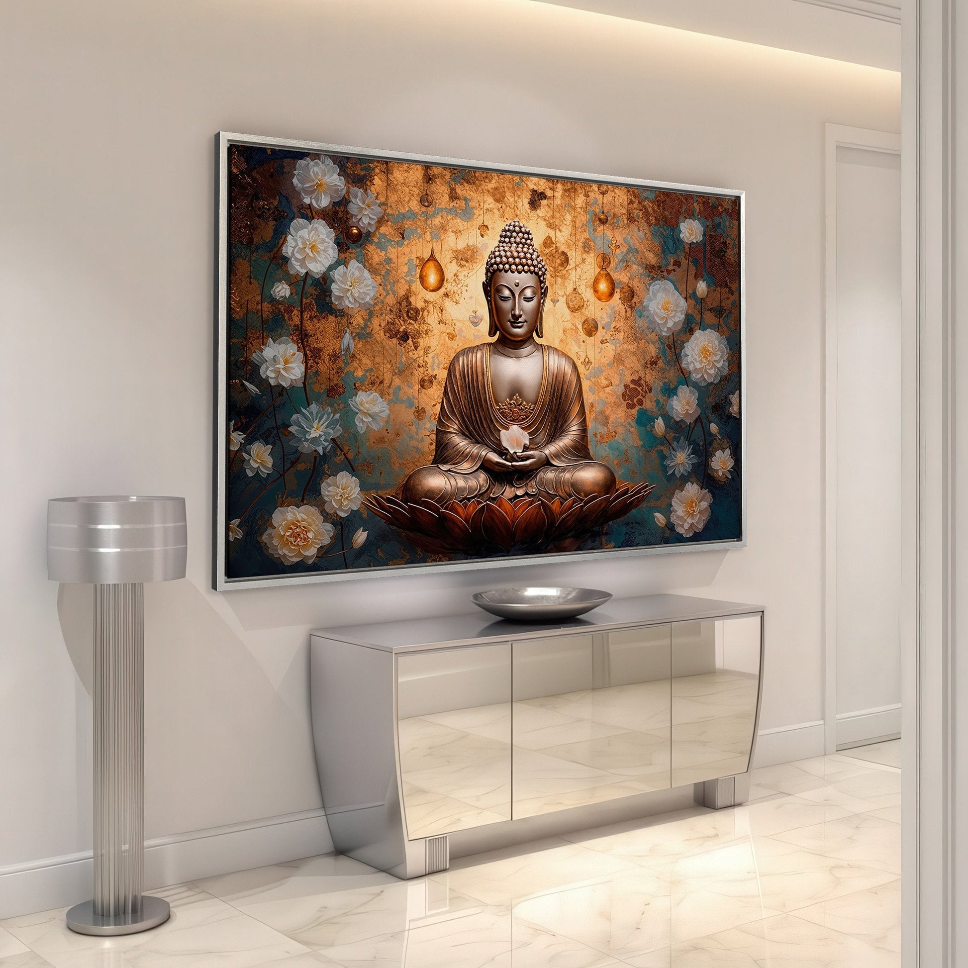Abstract Buddha Canvas Print for Yoga Studio Decor