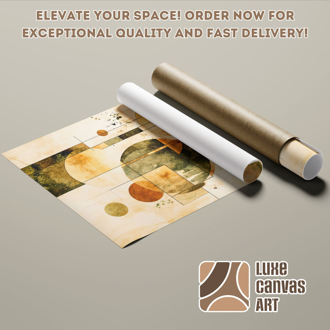 Abstract Poster Roll with earthy tones. Elevate your space with Luxe Canvas Art! Order now for fast delivery!
