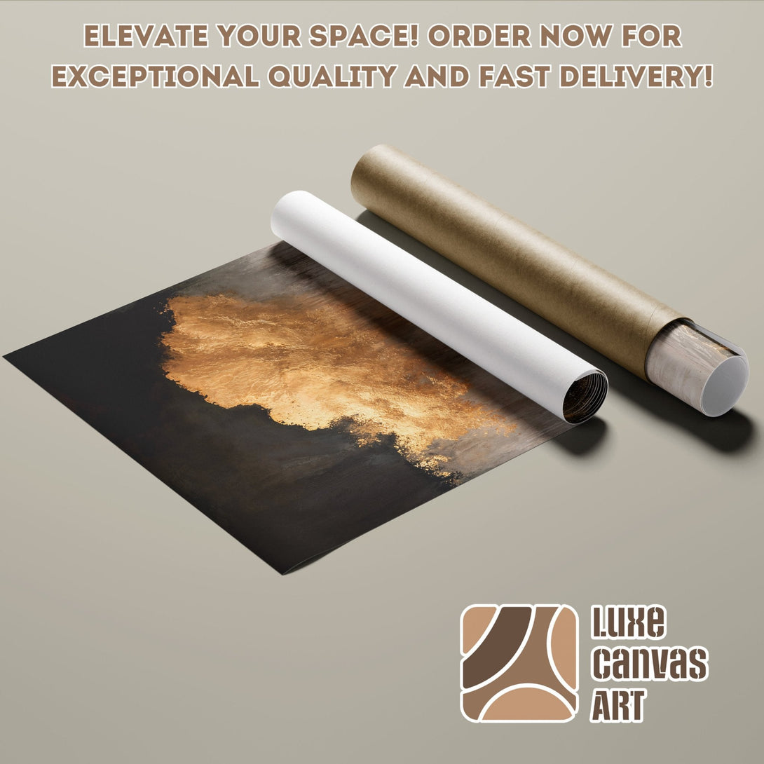 Abstract gold and black art Poster Roll, perfect for modern decor. Neutral color palette, exceptional quality. Order now!