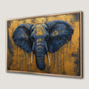 Abstract Elephant Portrait Canvas Print Blue and Gold Art
