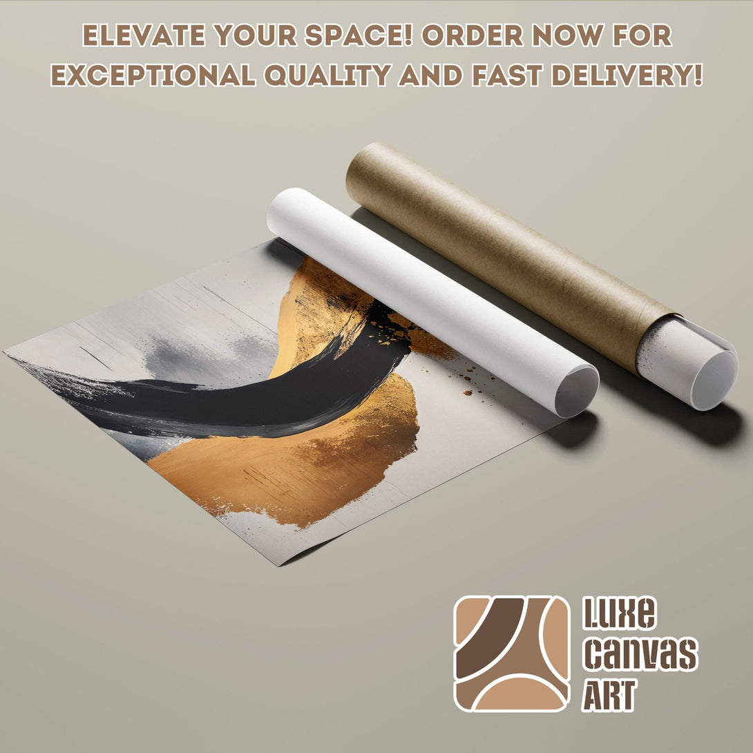 Abstract art poster roll in gold, black, and gray. Elevate your space with our stunning poster!