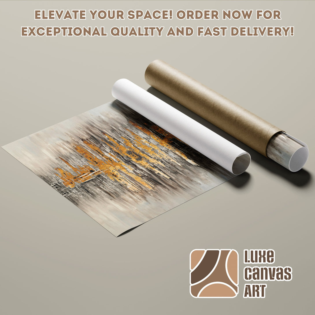 Abstract art Poster Roll in neutral tones with gold accents. Elevate your space!