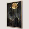 Abstract Gold Moon at Night Canvas Print Framed Art
