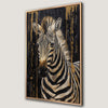 Abstract Gold Zebra on Black Canvas Print Wall Art