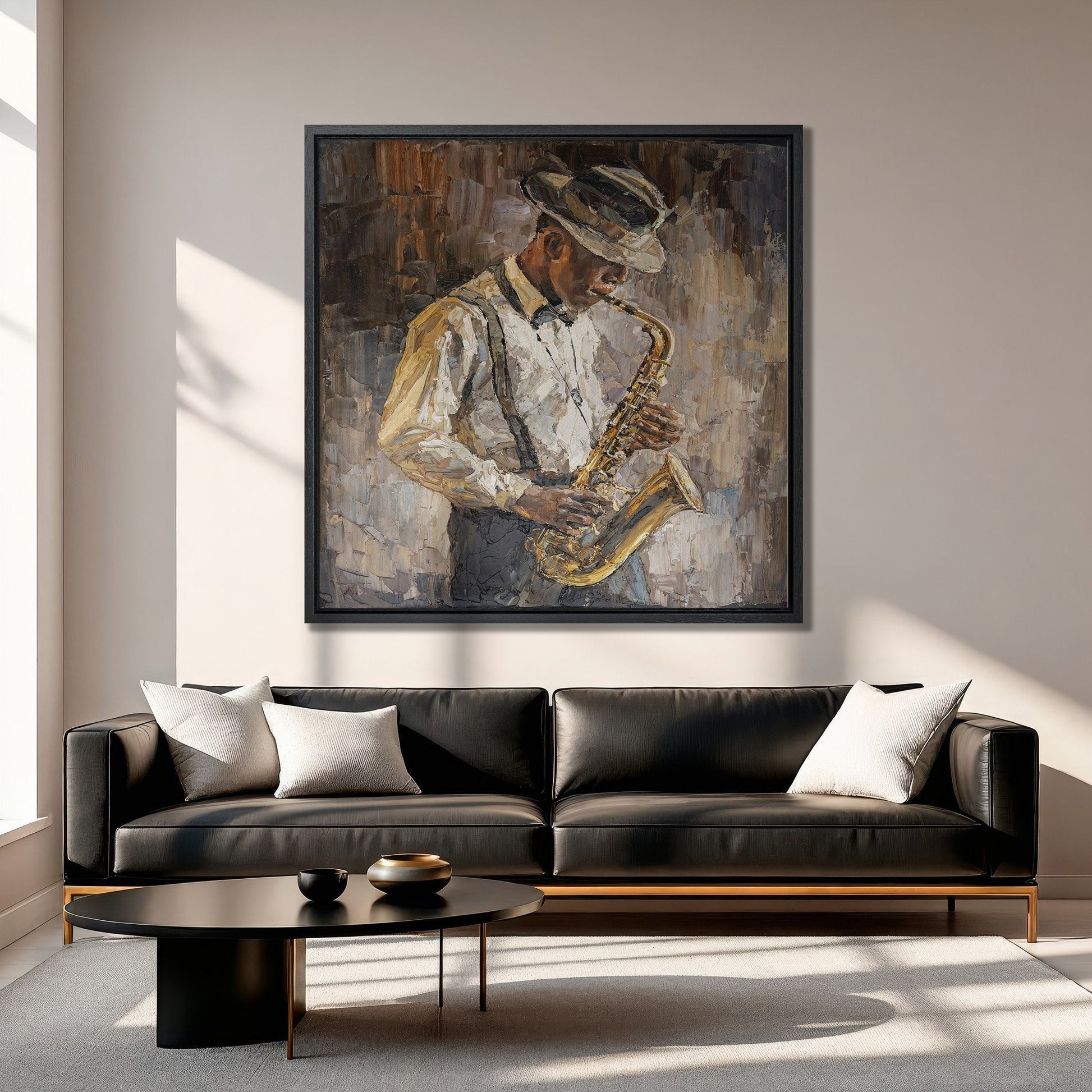 Abstract Jazzman Plays Saxophone Canvas Print Decor