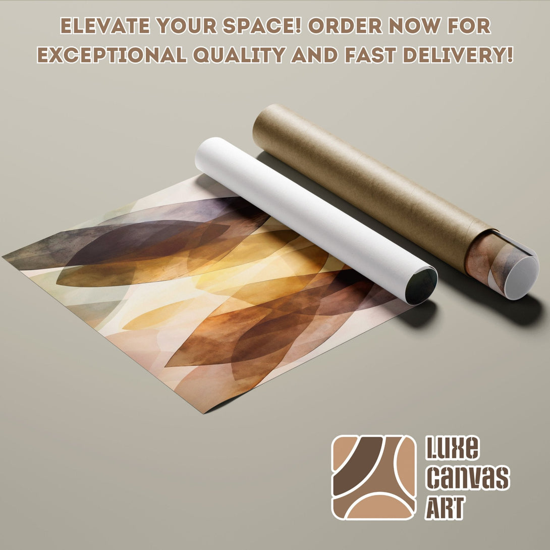 Abstract art Poster Roll in warm earth tones. Elevate your space with Luxe Canvas Art!