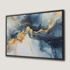 Abstract Liquid Marble Canvas Print in Navy and Gold Tones