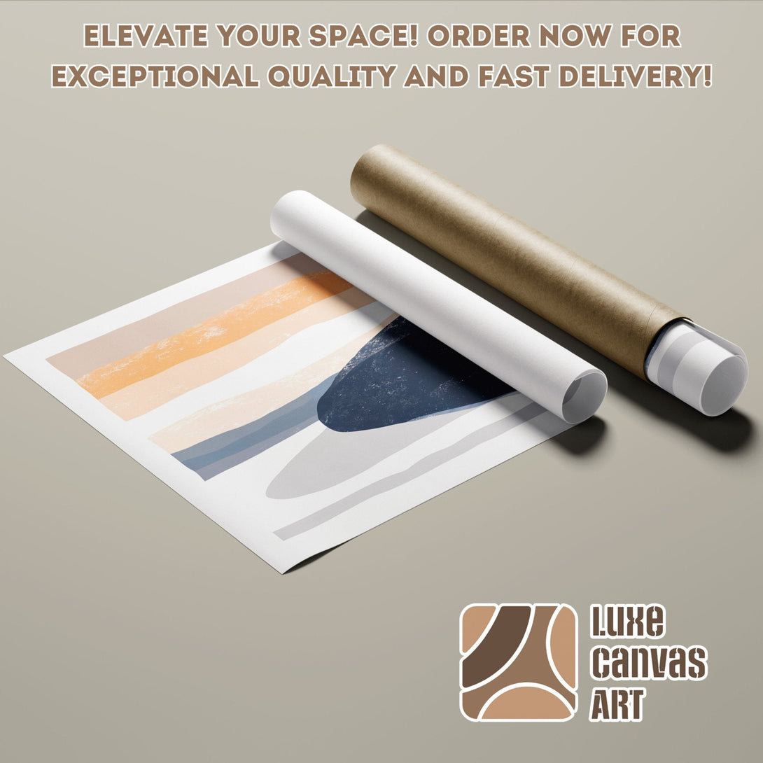 Abstract art poster roll in neutral tones, perfect for modern home decor. Elevate your space!