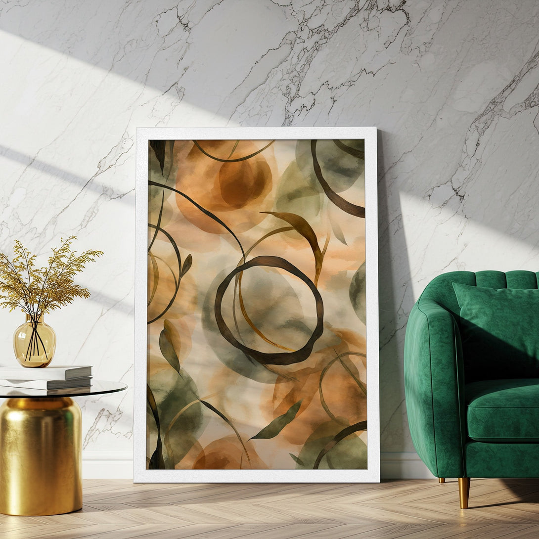 Framed Poster featuring abstract art in earthy tones. Modern style with a warm color palette for stylish home decor.