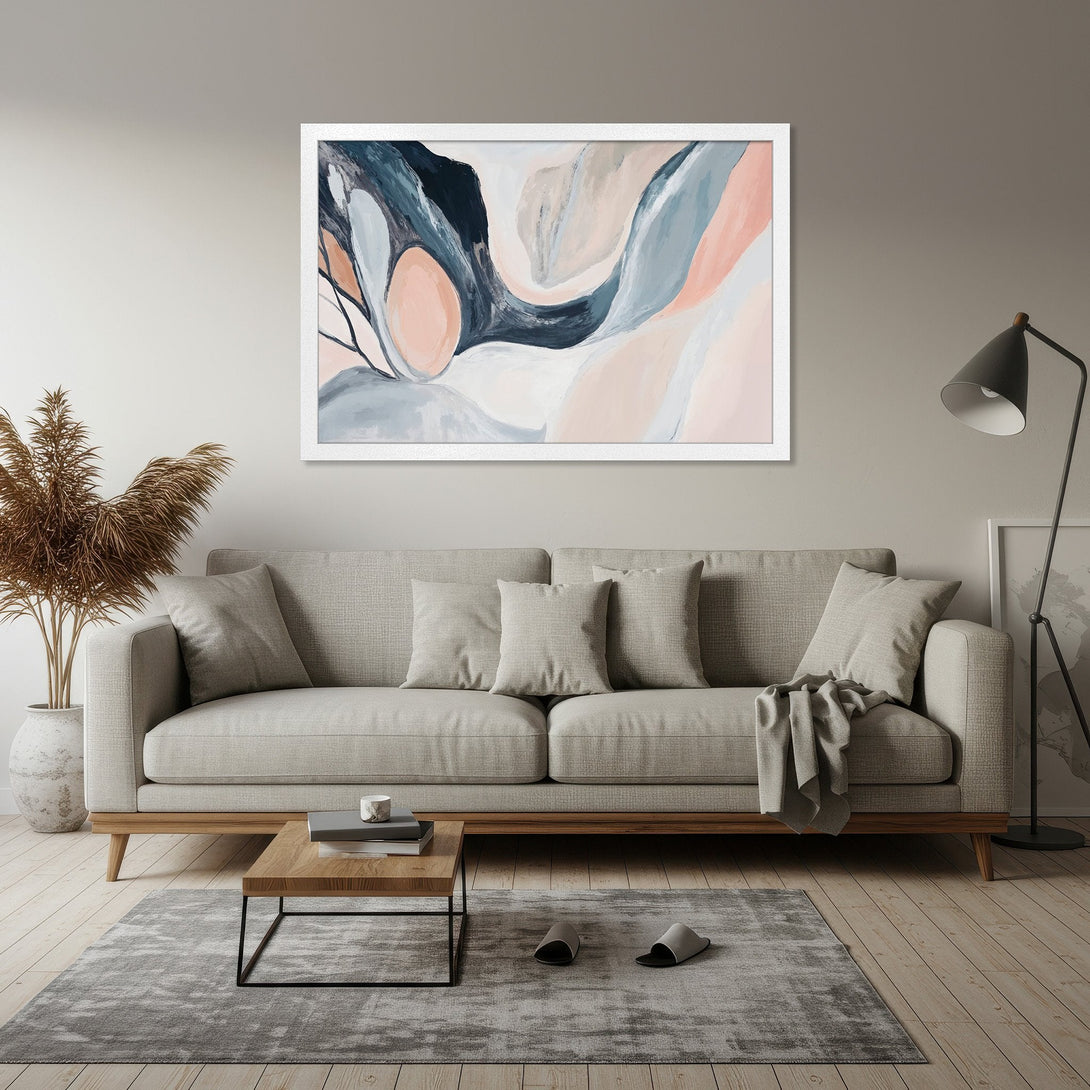 Framed Poster featuring abstract art in a soft, neutral color palette. Perfect for adding a touch of modern elegance to your home decor.