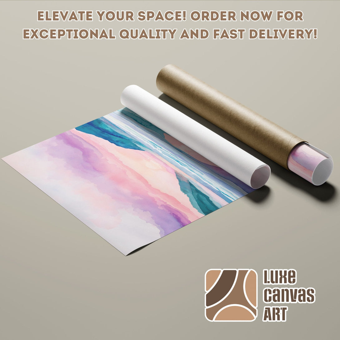 Watercolor Poster Roll with abstract landscape art in a pastel color palette. Elevate your space!