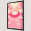 Abstract Pink Cityscape Art Poster - Urban Bridge Scene