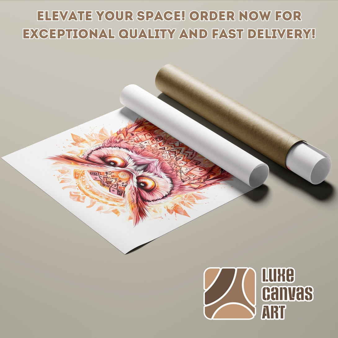 Poster Roll featuring a watercolor owl in warm tones. Elevate your space with this unique art print! Order now!