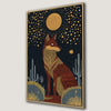 Abstract Red Fox Under Moonlit Night Framed Canvas Print Art
