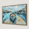Abstract Seascape Canvas Print with Rowboat Art Gifts