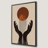 Abstract Sun and Hands Canvas Print Modern Minimalist Art