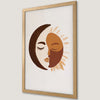 Abstract Sun and Moon Art Poster - Boho Chic Wall Decor