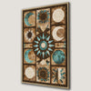 Abstract Sun and Moon Canvas Print with Floral Accents
