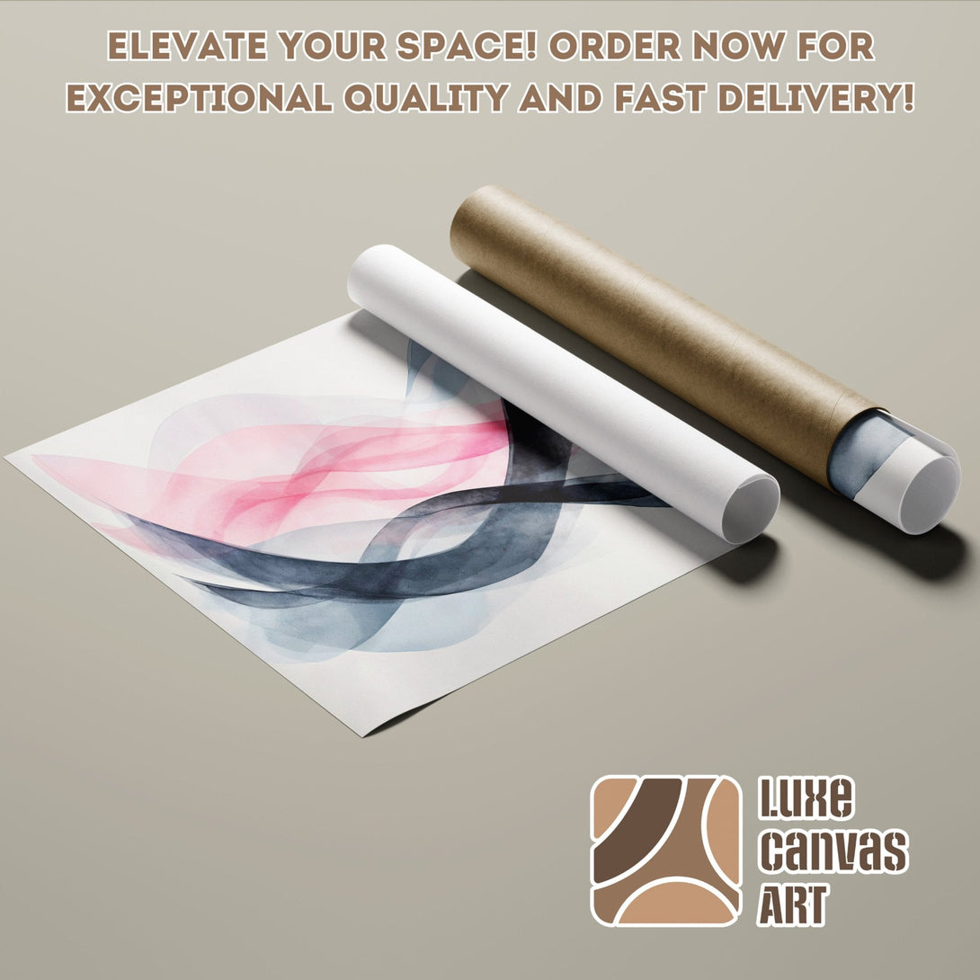 Abstract art Poster Roll in pink, blue, and gray tones. Elevate your space!