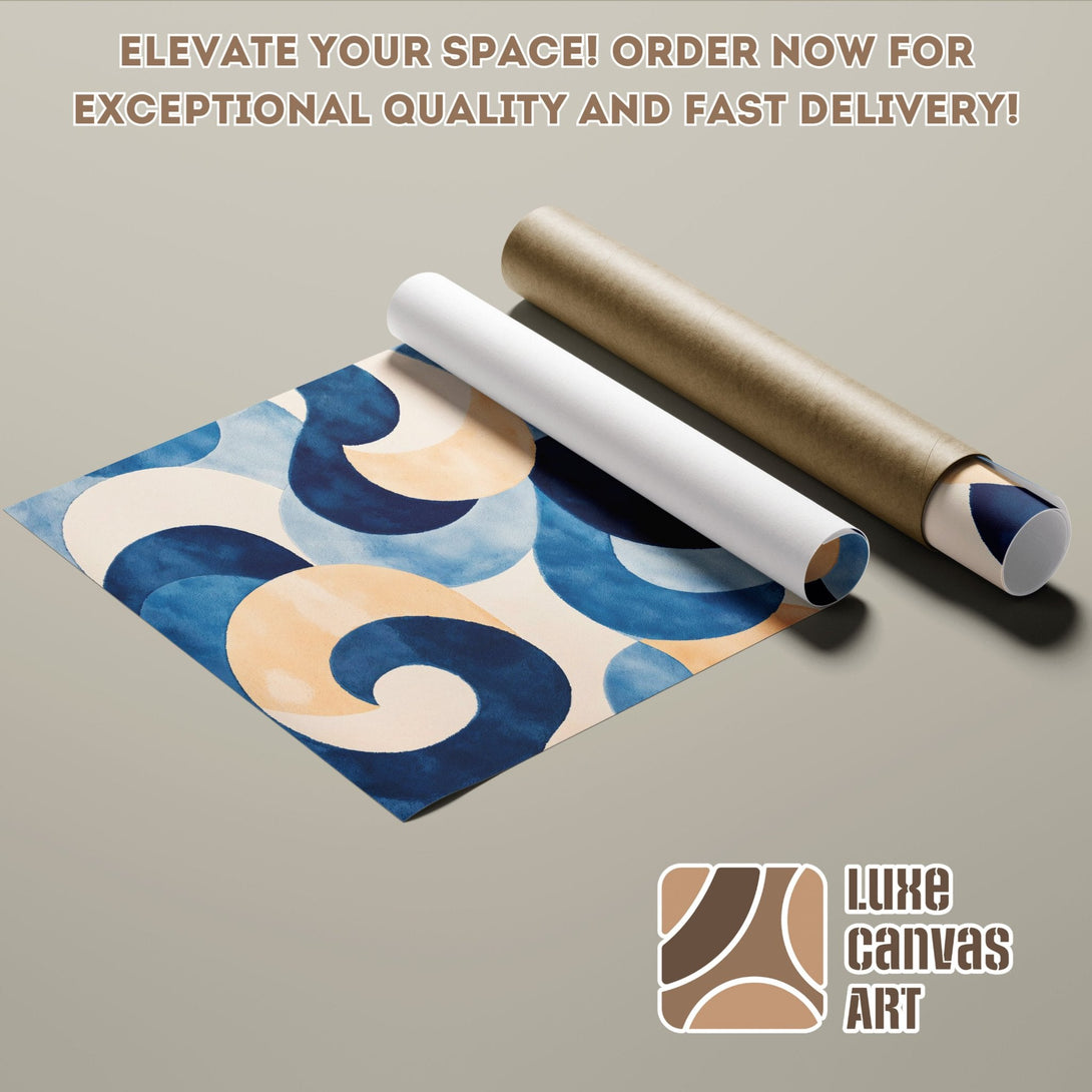 Poster Roll featuring abstract blue & beige art. Elevate your space with this modern art poster. Order now for fast delivery!