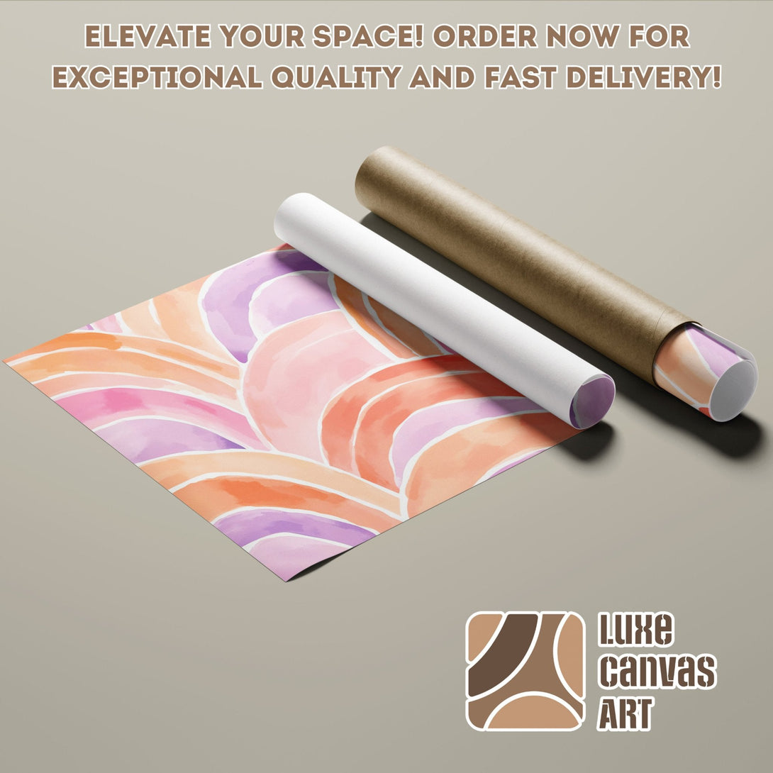 Abstract art Poster Roll in warm pink and orange tones, perfect for modern decor.