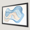 Abstract Wave Art Poster - Modern Blue and Beige Decor