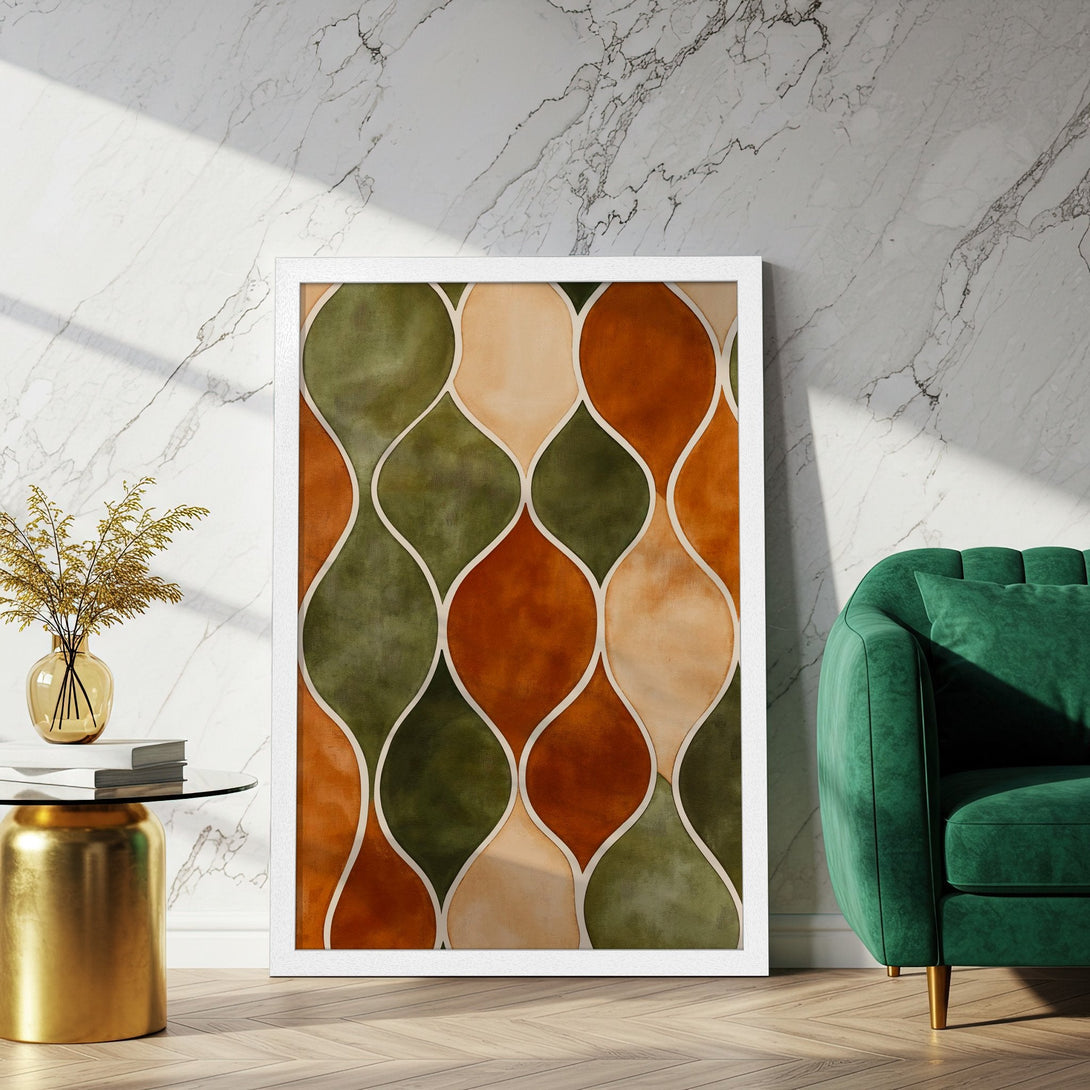Framed Poster with abstract design in earthy tones. Modern art for home decor. Enhance your space with this stylish Poster.