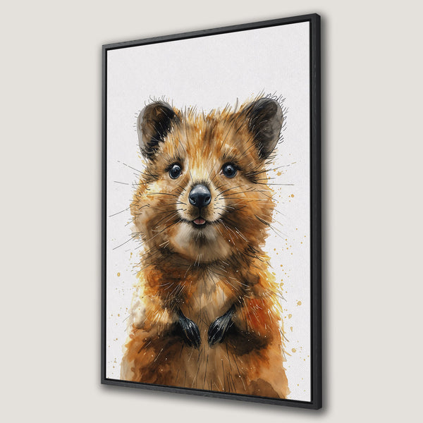 Framed Wall Art: Watercolor portrait of a cute fox in warm brown tones. Perfect for adding a touch of whimsical charm to your home decor.