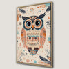 Adorable Boho Owl Wildlife Canvas Print Framed Art
