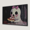 Adorable Ghost Eating Pizza Canvas Print Halloween Decor