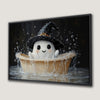 Adorable Ghost with Witch Hat Canvas Print for Halloween